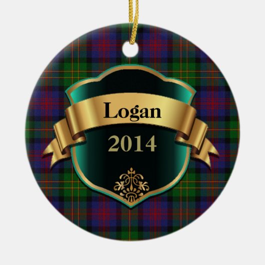 Logan Tartan Aangepaste versiering Keramisch Ornament (Voorkant)