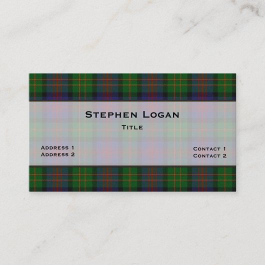 Logan Tartan Plaid Custom Visitekaartje (Voorkant)