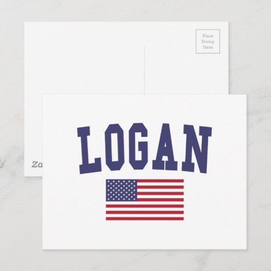 Logan US-vlag Briefkaart (Voorkant / Achterkant)