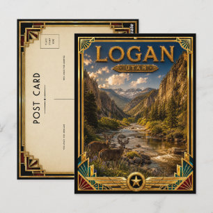 Logan Utah Vintage Art Deco Gouden Tijdperk Briefkaart