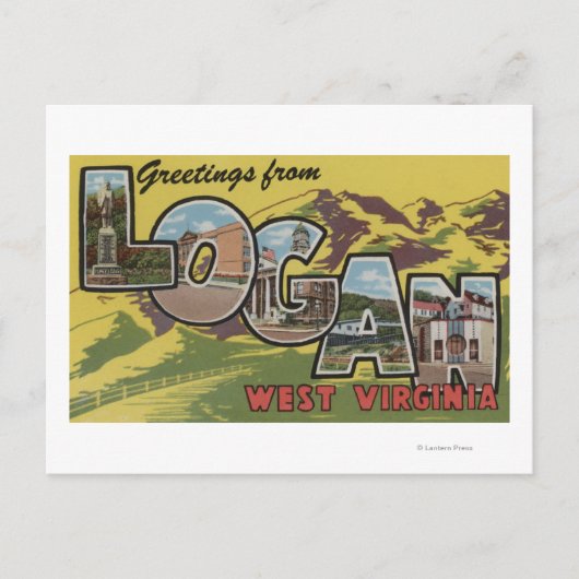 Logan, West Virginia - Grote Letter-scènes Briefkaart (Voorkant)