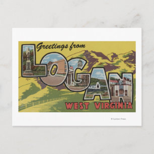 Logan, West Virginia - Grote Letter-scènes Briefkaart