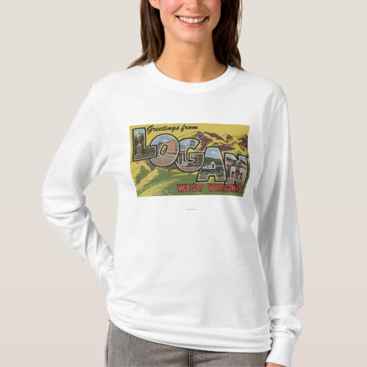 Logan, West Virginia - Grote Letter-scènes T-shirt (Voorkant)
