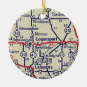 Logansport op  kaart keramisch ornament (Voorkant)