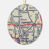 Logansport op  kaart keramisch ornament (Links)