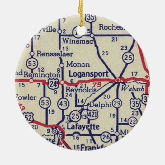 Logansport op  kaart keramisch ornament (Achterkant)