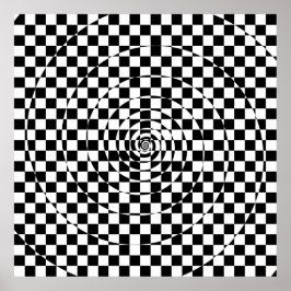 Logarithmic Spiral Checkered Pattern Poster