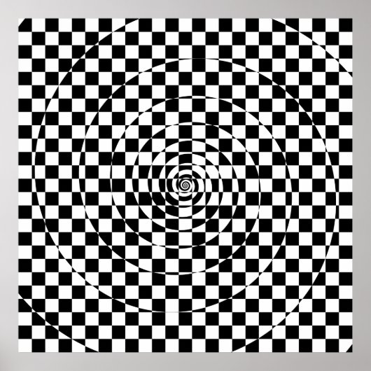 Logarithmic Spiral Checkered Pattern Poster (Voorkant)