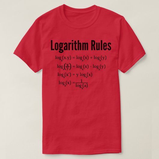 Logaritme Regels Wiskunde Regel van logboeken T-shirt (Design voorkant)