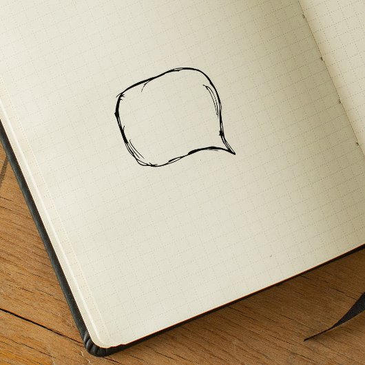 logboek met tekstballon rubberstempel