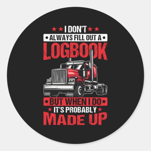 Logboek Trucker Vrachtwagenchauffeur Trucking Paps Ronde Sticker (Voorkant)