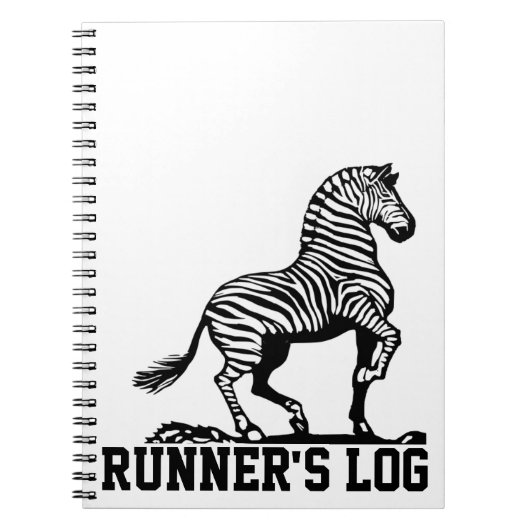 Logboek zwart-wit van zebra Runner Notitieboek (Voorkant)