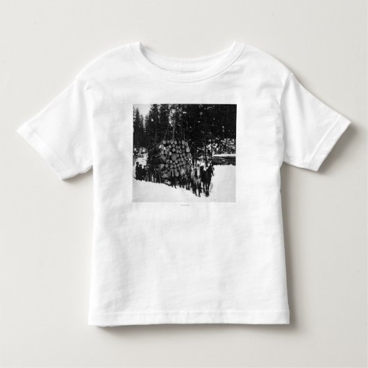 Logboeken die door een team van paarden op een sle kinder shirts (Voorkant)