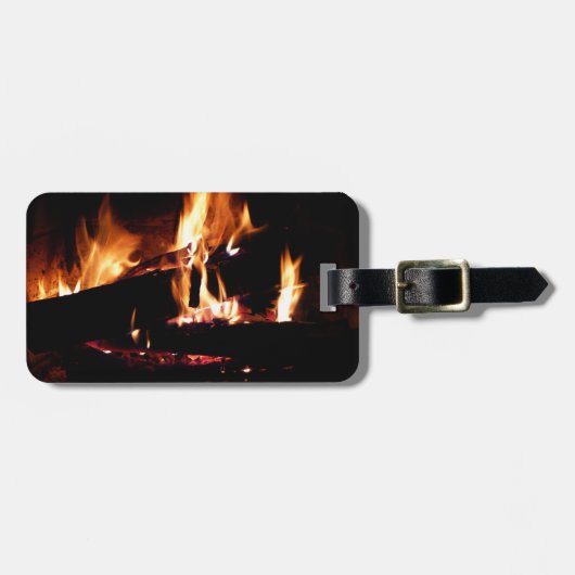 Logboeken in de vuurfoto van de Fireplace Bagagelabel (Voorkant horizontaal)