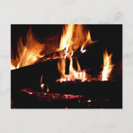 Logboeken in de vuurfoto van de Fireplace Briefkaart