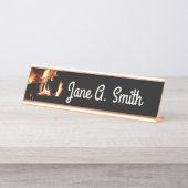 Logboeken in de vuurfoto van de Fireplace Bureau Naambordje (Voorkant)