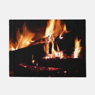 Logboeken in de vuurfoto van de Fireplace Deurmat