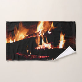 Logboeken in de vuurfoto van de Fireplace Handdoek