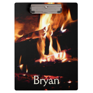 Logboeken in de vuurfoto van de Fireplace Klembord