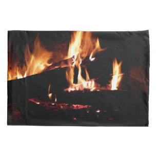 Logboeken in de vuurfoto van de Fireplace Kussensloop