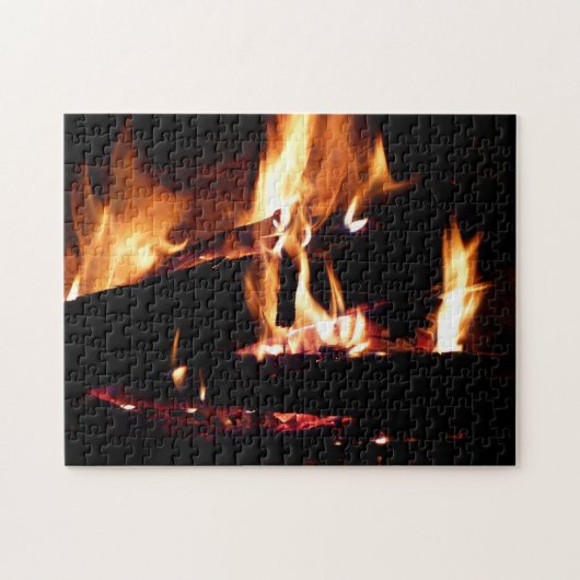 Logboeken in de vuurfoto van de Fireplace Legpuzzel (Horizontaal)