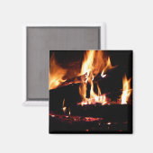 Logboeken in de vuurfoto van de Fireplace Magneet (Voorkant / Achterkant)