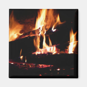 Logboeken in de vuurfoto van de Fireplace Magneet