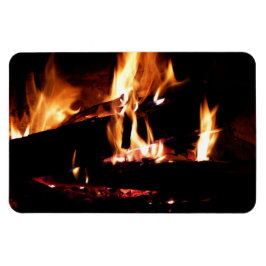 Logboeken in de vuurfoto van de Fireplace Magneet
