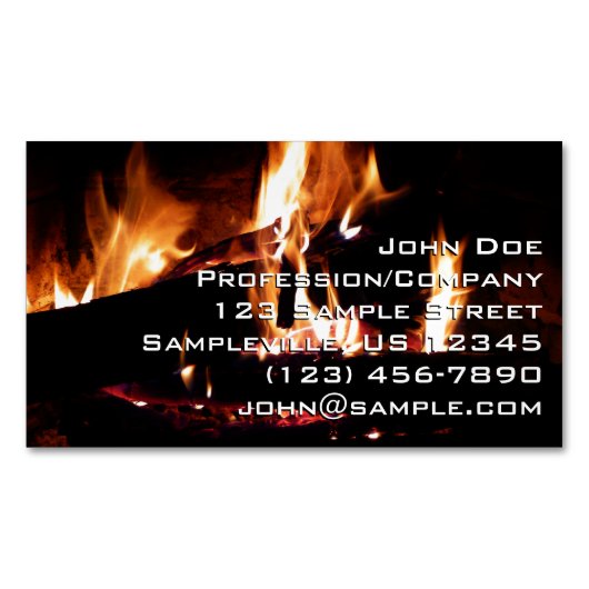 Logboeken in de vuurfoto van de Fireplace Magnetisch Visitekaartje (Voorkant)