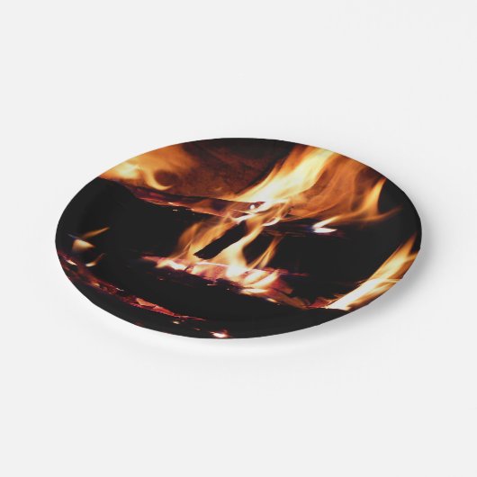 Logboeken in de vuurfoto van de Fireplace Papieren Bordje (Gekanteld)