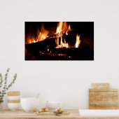 Logboeken in de vuurfoto van de Fireplace Poster (Keuken)