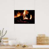 Logboeken in de vuurfoto van de Fireplace Poster (Keuken)