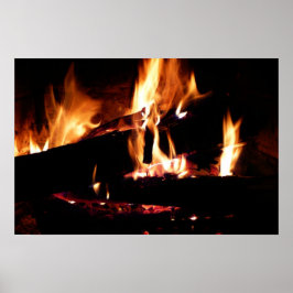 Logboeken in de vuurfoto van de Fireplace Poster