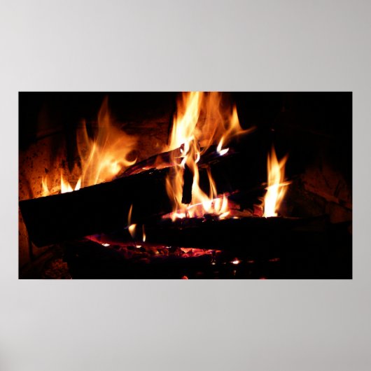 Logboeken in de vuurfoto van de Fireplace Poster (Voorkant)