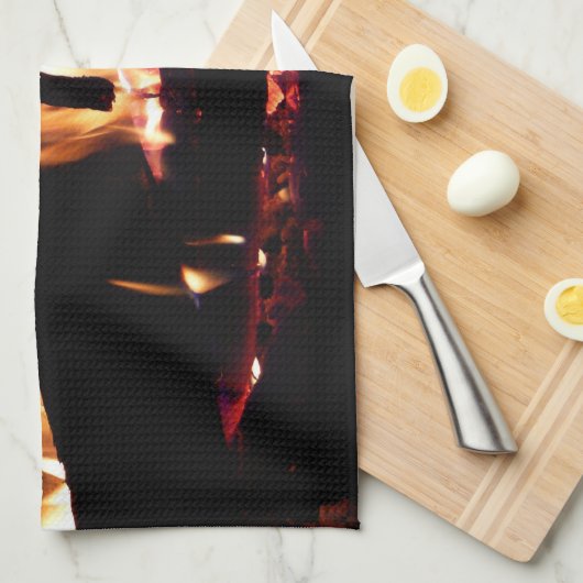 Logboeken in de vuurfoto van de Fireplace Theedoek (Quarter Fold)