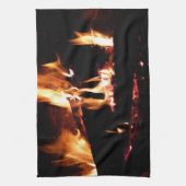 Logboeken in de vuurfoto van de Fireplace Theedoek (Verticaal)