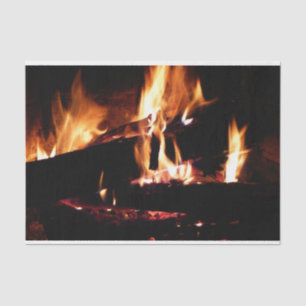 Logboeken in de vuurfoto van de Fireplace Tissuepapier