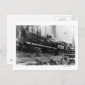 Logboektrein met mannen en briefkaart (Voorkant / Achterkant)