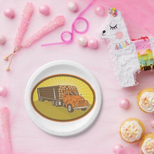 Logboekvrachtwagen Papieren Bordje (Feest)
