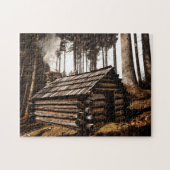 LOGCABIN IN DE BOSSEN JIGSAW PUZZLE LEGPUZZEL (Horizontaal)