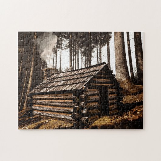 LOGCABIN IN DE BOSSEN JIGSAW PUZZLE LEGPUZZEL (Horizontaal)