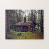 LOGCABIN IN DE BOSSEN JIGSAW PUZZLE LEGPUZZEL (Horizontaal)