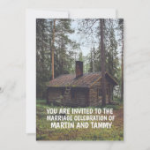 LOGCABIN IN DE BOSSEN WEDDING INVITATIONS KAART (Voorkant)