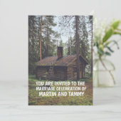 LOGCABIN IN DE BOSSEN WEDDING INVITATIONS KAART (Staand voorkant)