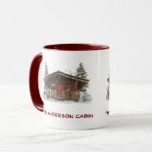 Logcabin Lake House Deer Bossen Aangepaste tekst M Mok (Voorkant links)