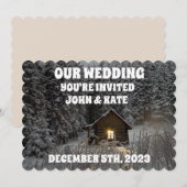 LOGCABIN WINTER WEDDING INVITATIONS PERSONALISEERD KAART (Voorkant / Achterkant)