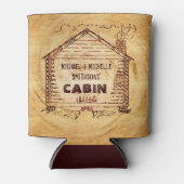 Logcabine - Aangepersonaliseerde naam Faux Wood  Blikjeskoeler (Voorkant)