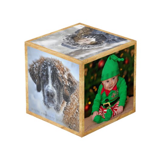 Logcabine - Aangepersonaliseerde naam Faux Wood  Kubus (Achter hoekig)