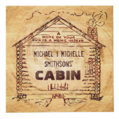 Logcabine - Aangepersonaliseerde naam Faux Wood  Kubus (Voorkant)