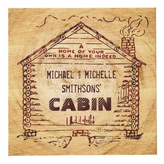 Logcabine - Aangepersonaliseerde naam Faux Wood  Kubus (Voorkant)